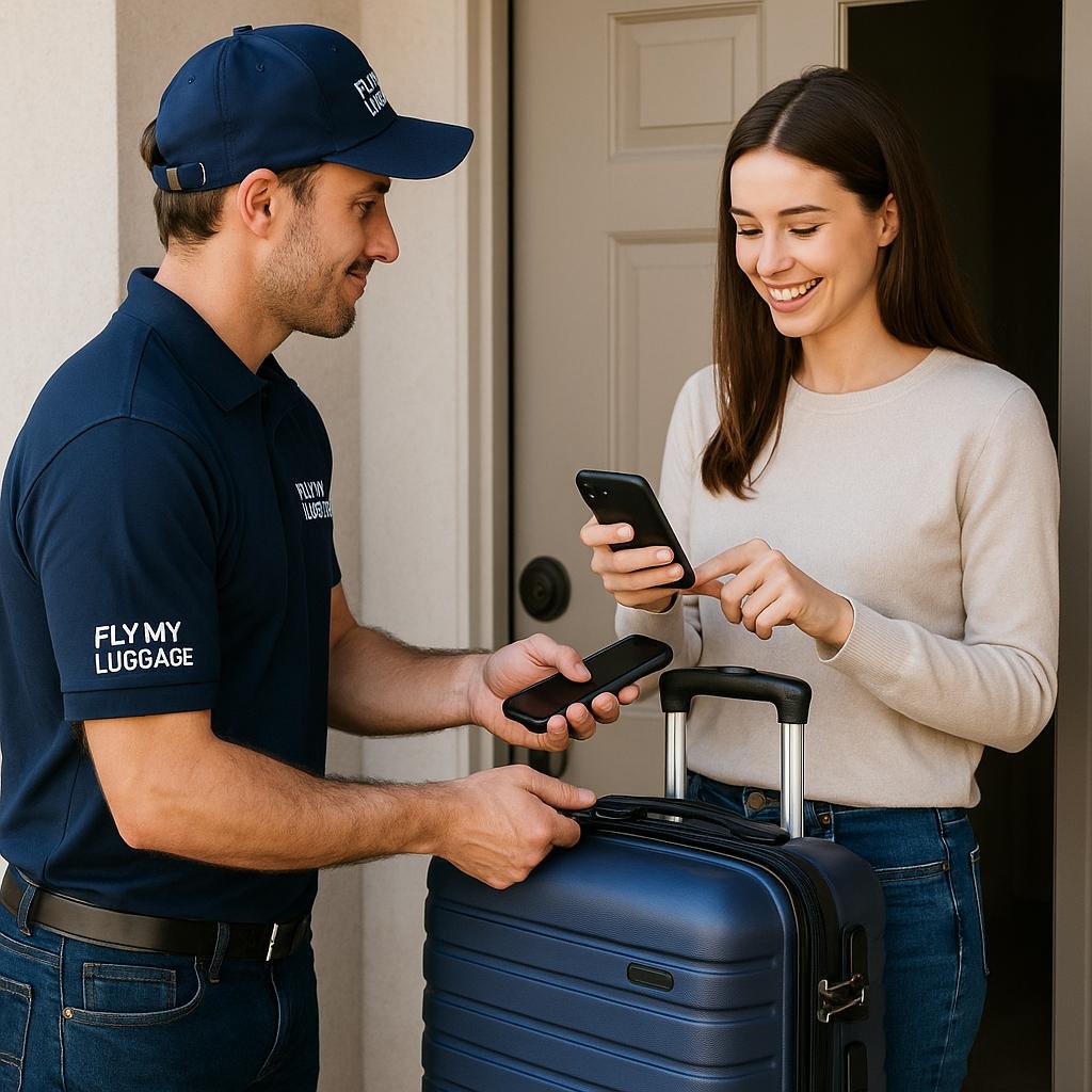 Airport baggage delivery service with luggage courier pickup and home delivery